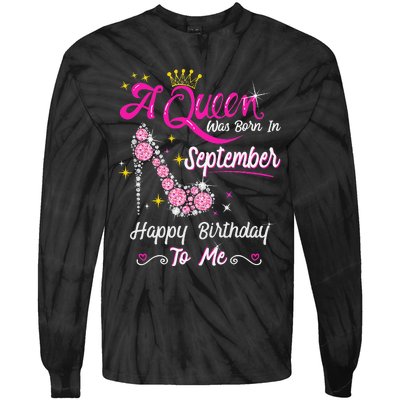 Queen was Born in September Cute Funny Happy Birthday Gift Tie-Dye Long Sleeve Shirt