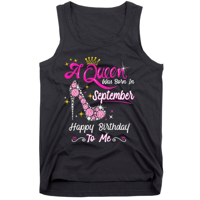 Queen was Born in September Cute Funny Happy Birthday Gift Tank Top