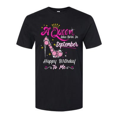 Queen was Born in September Cute Funny Happy Birthday Gift Softstyle CVC T-Shirt