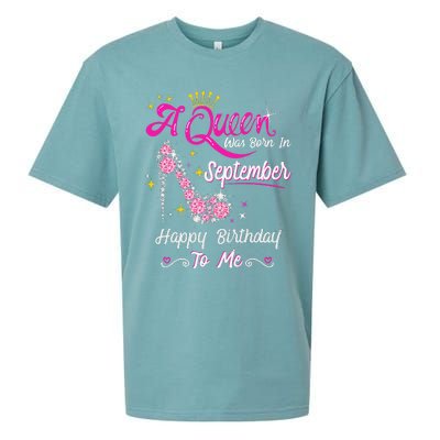 Queen was Born in September Cute Funny Happy Birthday Gift Sueded Cloud Jersey T-Shirt