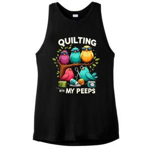 Quilting With My Peeps Funny Quilting Gift Ladies PosiCharge Tri-Blend Wicking Tank