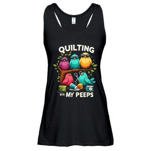 Quilting With My Peeps Funny Quilting Gift Ladies Essential Flowy Tank