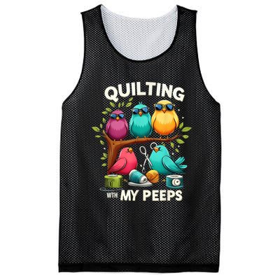 Quilting With My Peeps Funny Quilting Gift Mesh Reversible Basketball Jersey Tank