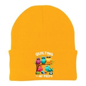 Quilting With My Peeps Funny Quilting Gift Knit Cap Winter Beanie