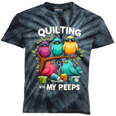 Quilting With My Peeps Funny Quilting Gift Kids Tie-Dye T-Shirt