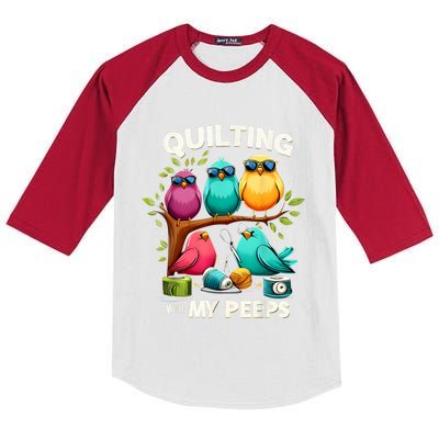 Quilting With My Peeps Funny Quilting Gift Kids Colorblock Raglan Jersey