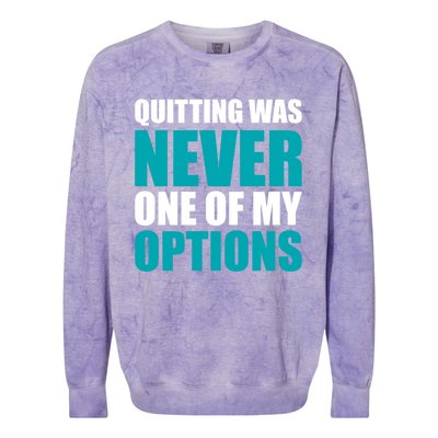 Quitting Was Never One Of My Options Gym Fitness Hard Work Gift Colorblast Crewneck Sweatshirt