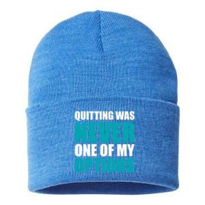 Quitting Was Never One Of My Options Gym Fitness Hard Work Gift Sustainable Knit Beanie