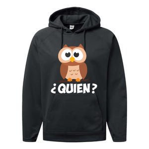 Quien Who Owl Funny Spanish Teacher Performance Fleece Hoodie