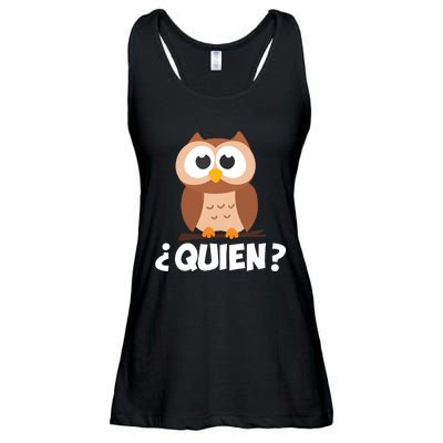 Quien Who Owl Funny Spanish Teacher Ladies Essential Flowy Tank