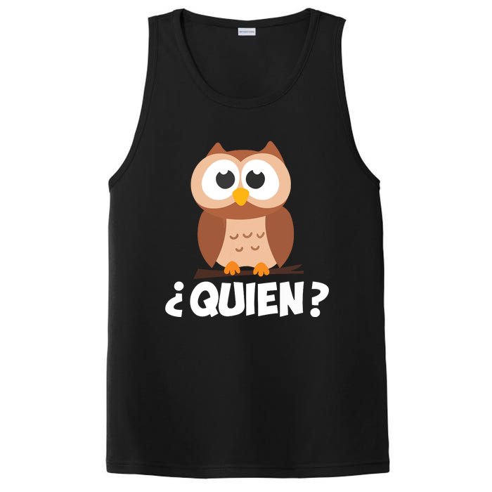 Quien Who Owl Funny Spanish Teacher PosiCharge Competitor Tank