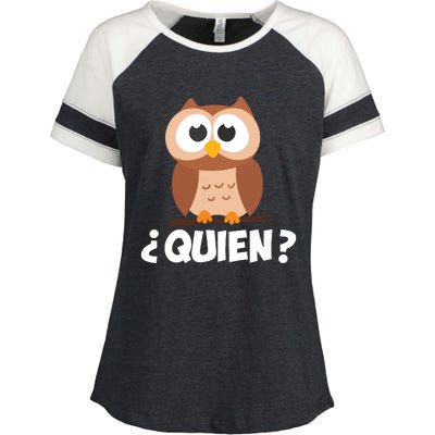 Quien Who Owl Funny Spanish Teacher Enza Ladies Jersey Colorblock Tee