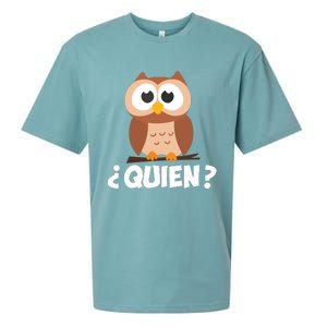 Quien Who Owl Funny Spanish Teacher Sueded Cloud Jersey T-Shirt