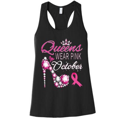 Queens Wear Pink In October Breast Cancer Awareness Women's Racerback Tank