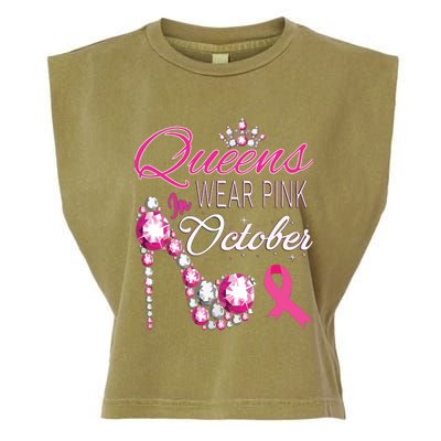 Queens Wear Pink In October Breast Cancer Awareness Garment-Dyed Women's Muscle Tee