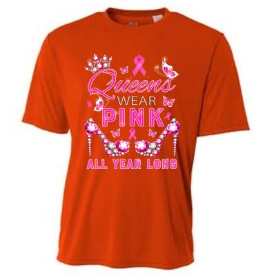 Queens Wear Pink All Year Support Breast Cancer Awareness Cool Gift Cooling Performance Crew T-Shirt