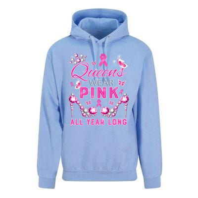 Queens Wear Pink All Year Support Breast Cancer Awareness Cool Gift Unisex Surf Hoodie