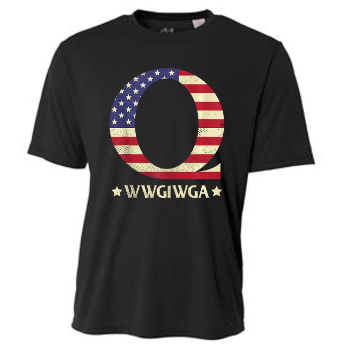 QAnon WWG1WGA Q Anon Great Awakening MAGA USA Flag Design Cooling Performance Crew T-Shirt