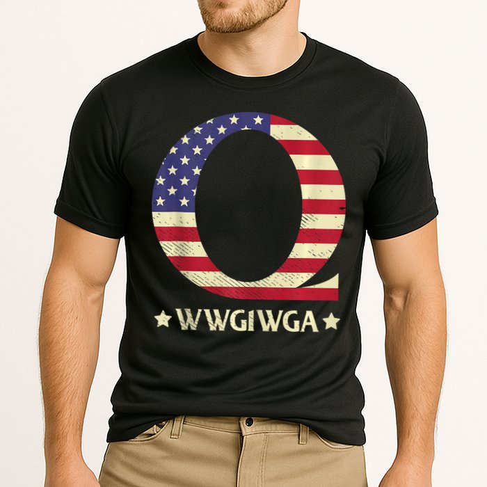 QAnon WWG1WGA Q Anon Great Awakening MAGA USA Flag Design Cooling Performance Crew T-Shirt
