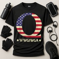 QAnon WWG1WGA Q Anon Great Awakening MAGA USA Flag Design Cooling Performance Crew T-Shirt