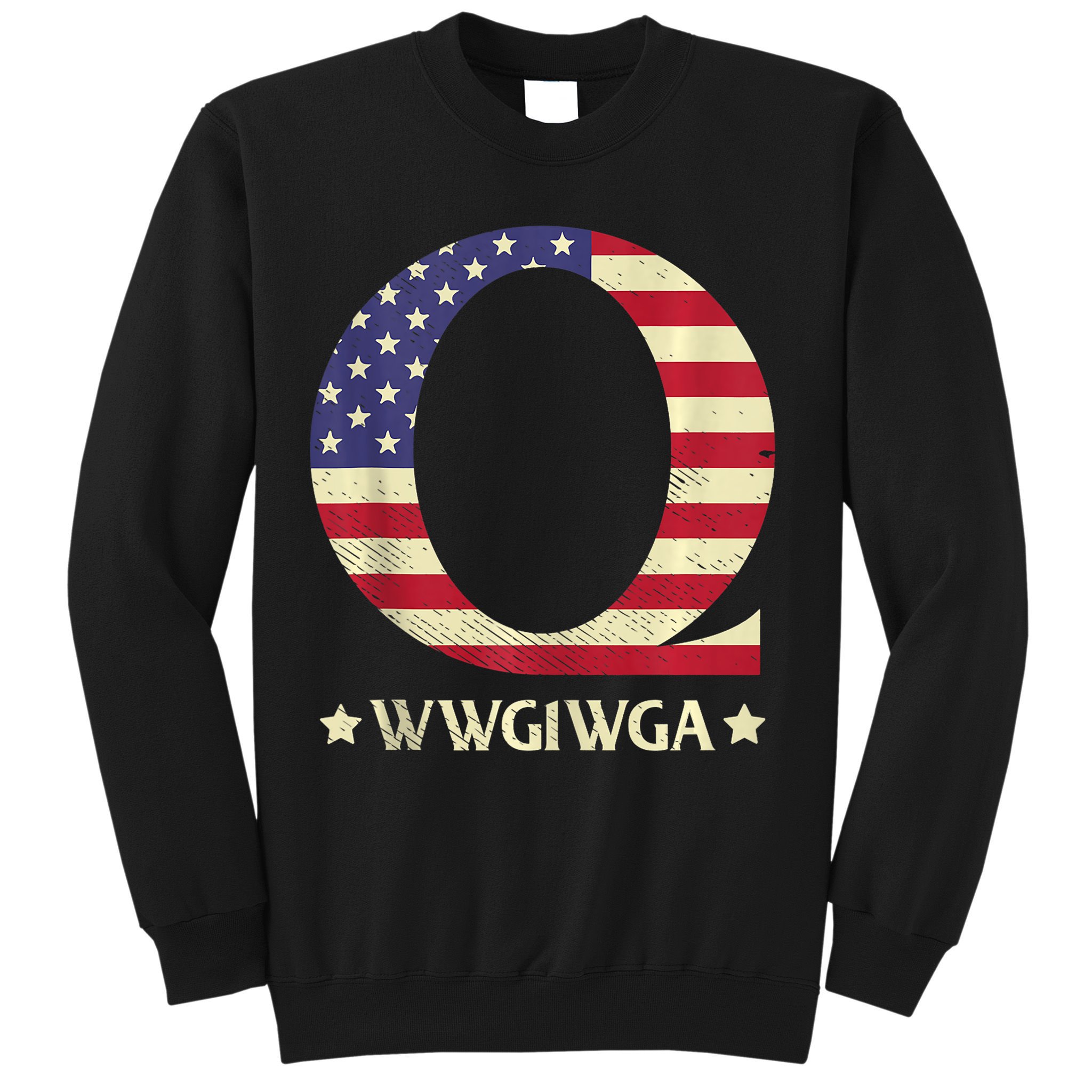 QAnon WWG1WGA Q Anon Great Awakening MAGA USA Flag Design Sweatshirt