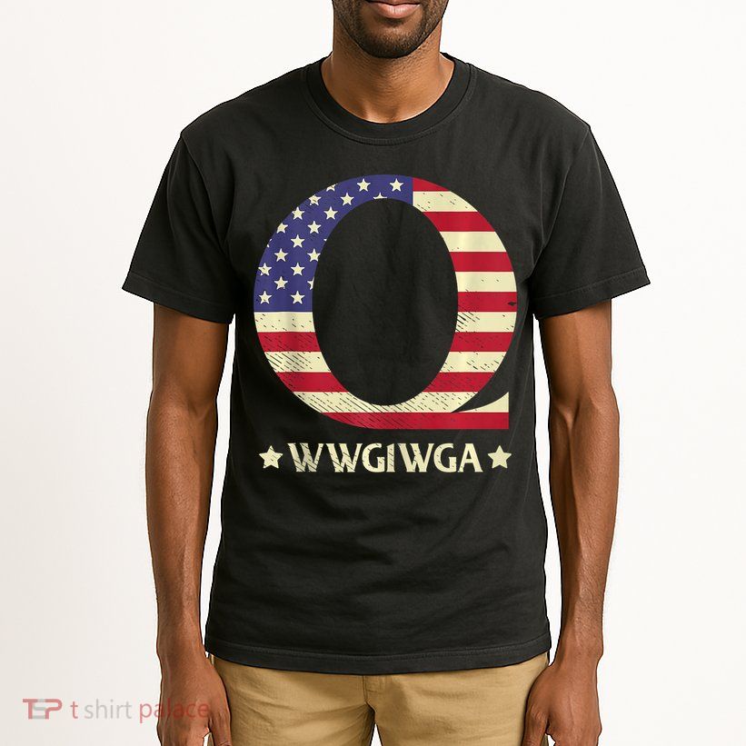 QAnon WWG1WGA Q Anon Great Awakening MAGA USA Flag Design Tall T-Shirt