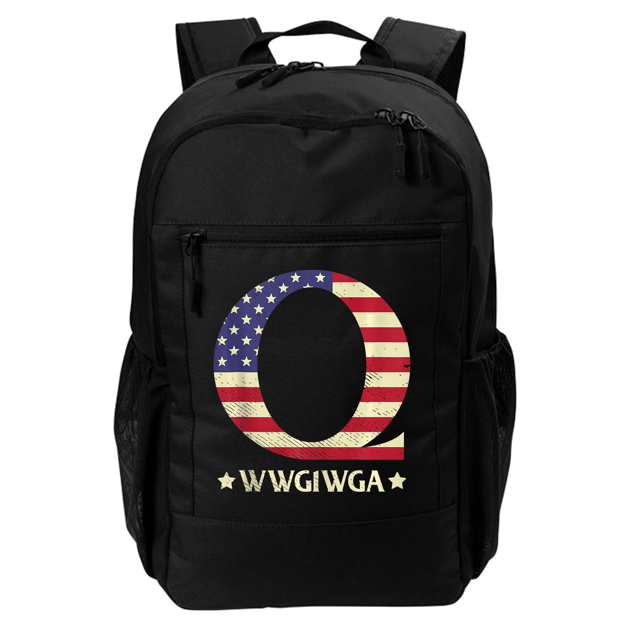 QAnon WWG1WGA Q Anon Great Awakening MAGA USA Flag Design Backpack