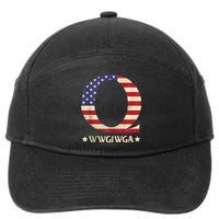 QAnon WWG1WGA Q Anon Great Awakening MAGA USA Flag Design 7-Panel Snapback Hat