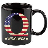QAnon WWG1WGA Q Anon Great Awakening MAGA USA Flag Design 11oz C Handle Ceramic Mug