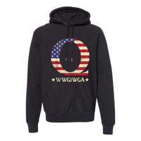 QAnon WWG1WGA Q Anon Great Awakening MAGA USA Flag Design Premium Hoodie