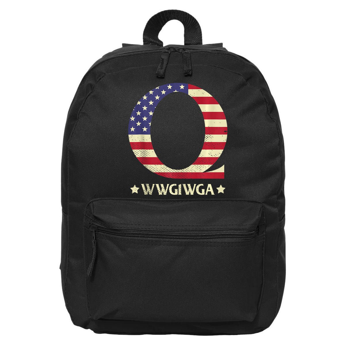QAnon WWG1WGA Q Anon Great Awakening MAGA USA Flag Design 16 in Basic Backpack