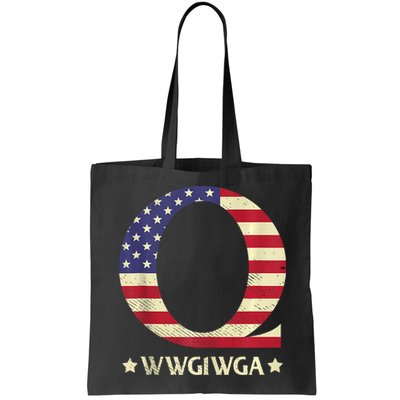 QAnon WWG1WGA Q Anon Great Awakening MAGA USA Flag Design Bag