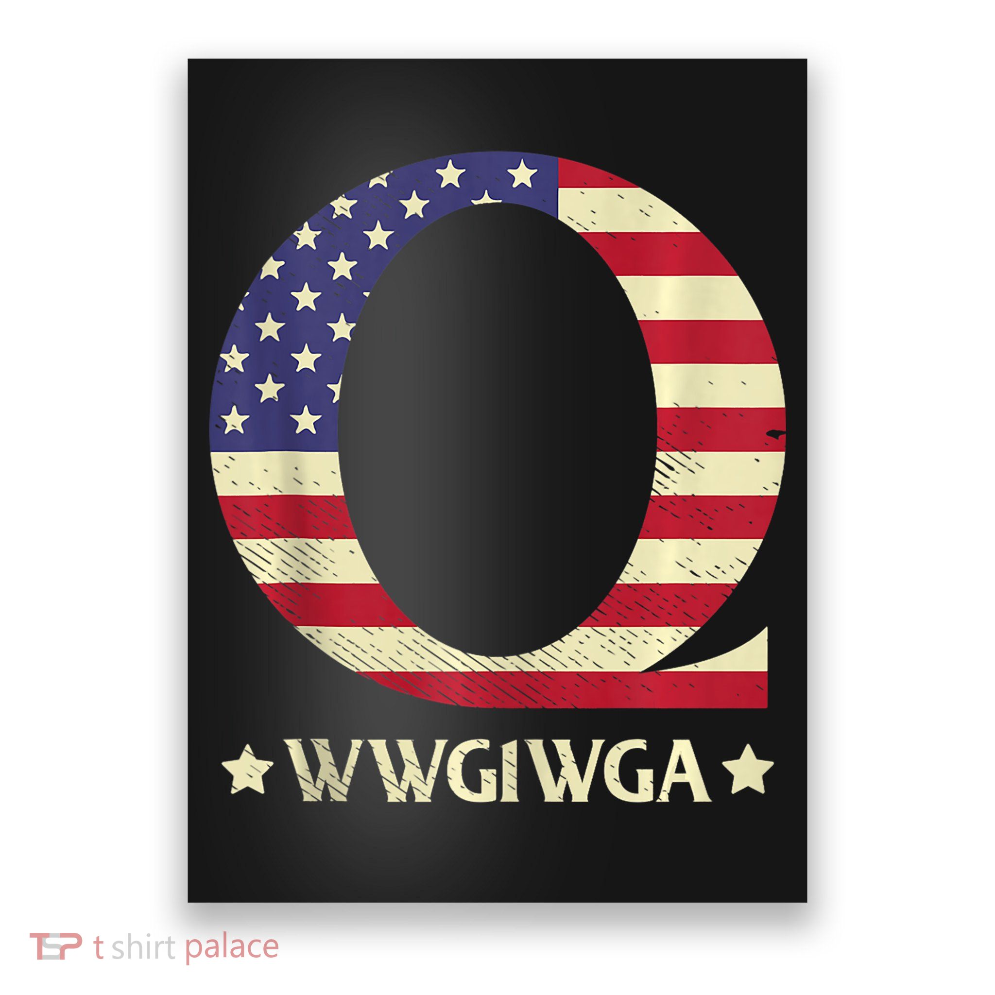 QAnon WWG1WGA Q Anon Great Awakening MAGA USA Flag Design Poster