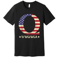 QAnon WWG1WGA Q Anon Great Awakening MAGA USA Flag Design Premium T-Shirt