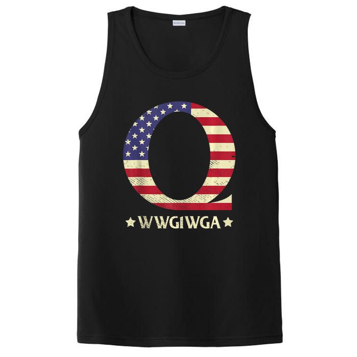 QAnon WWG1WGA Q Anon Great Awakening MAGA USA Flag Design PosiCharge Competitor Tank