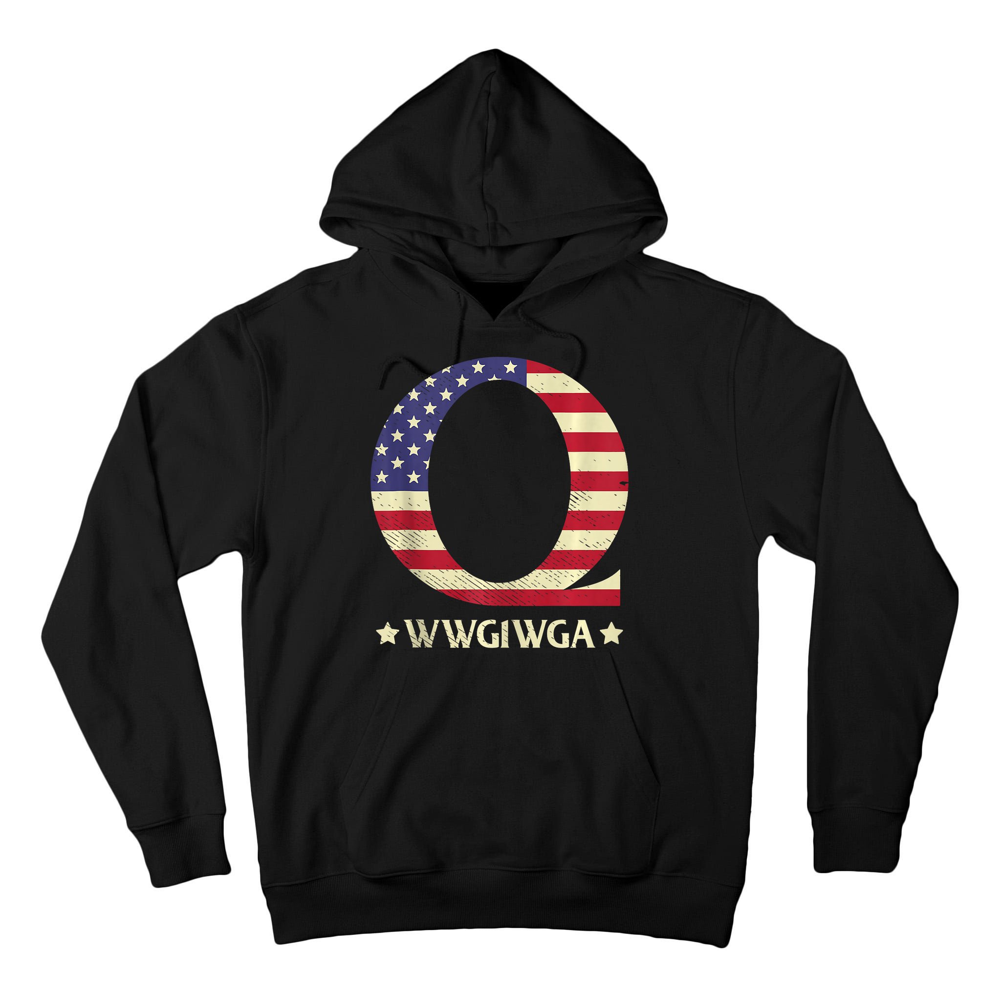 QAnon WWG1WGA Q Anon Great Awakening MAGA USA Flag Design Tall Hoodie