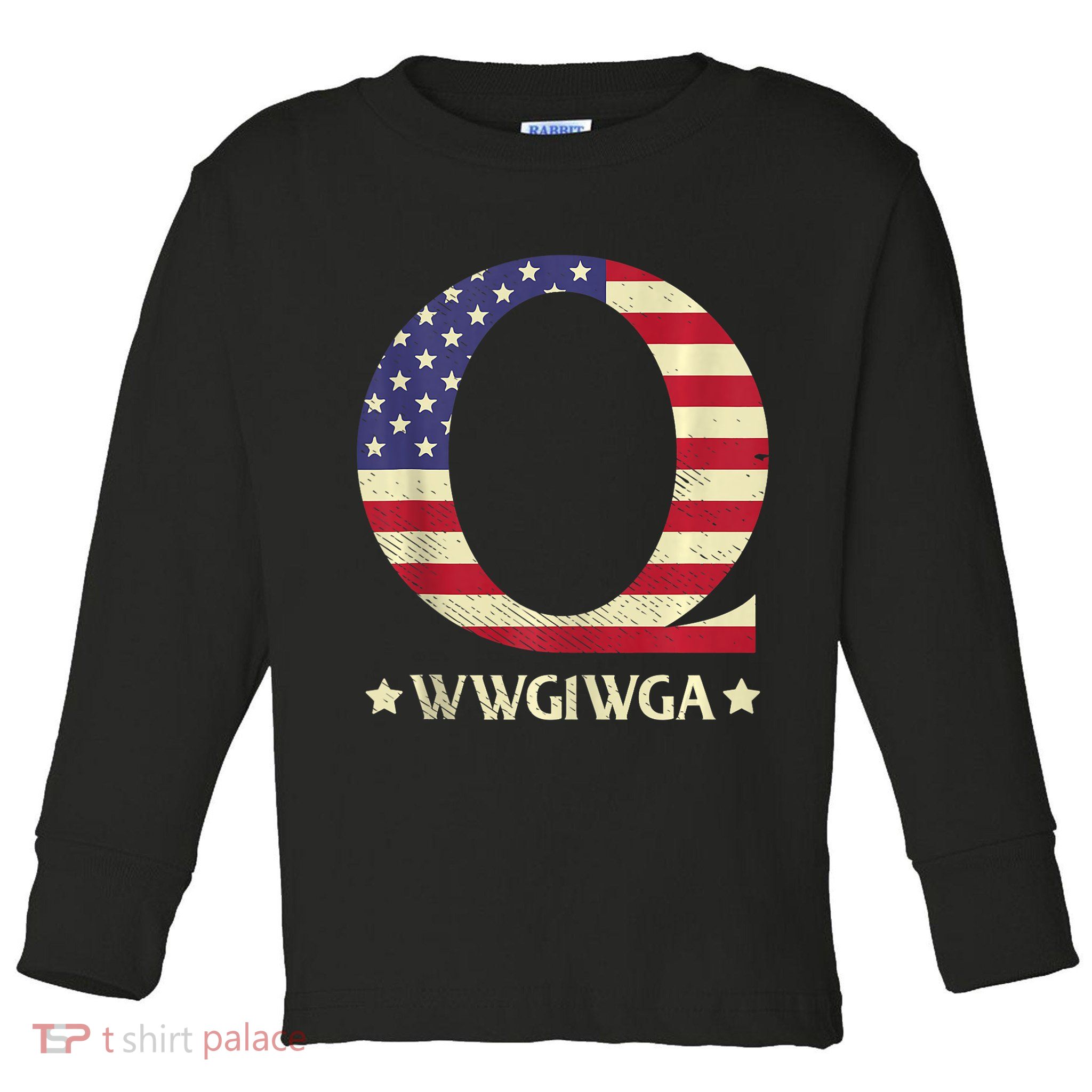 QAnon WWG1WGA Q Anon Great Awakening MAGA USA Flag Design Toddler Long Sleeve Shirt