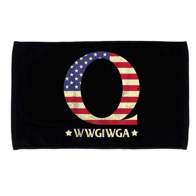QAnon WWG1WGA Q Anon Great Awakening MAGA USA Flag Design Microfiber Hand Towel
