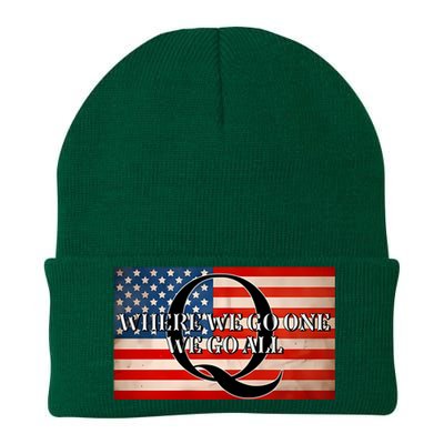 Q Where We Go One We Go All Usa Flag Knit Cap Winter Beanie