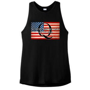 Q Where We Go One We Go All Usa Flag Ladies PosiCharge Tri-Blend Wicking Tank