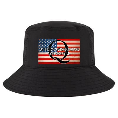 Q Where We Go One We Go All Usa Flag Cool Comfort Performance Bucket Hat