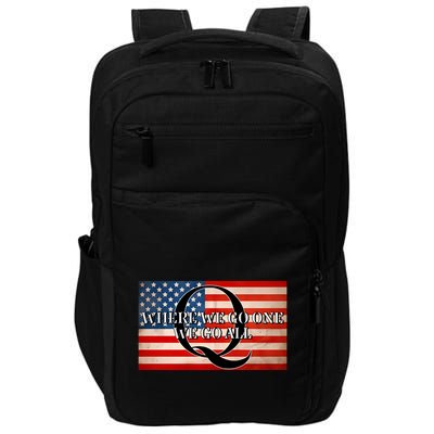 Q Where We Go One We Go All Usa Flag Impact Tech Backpack
