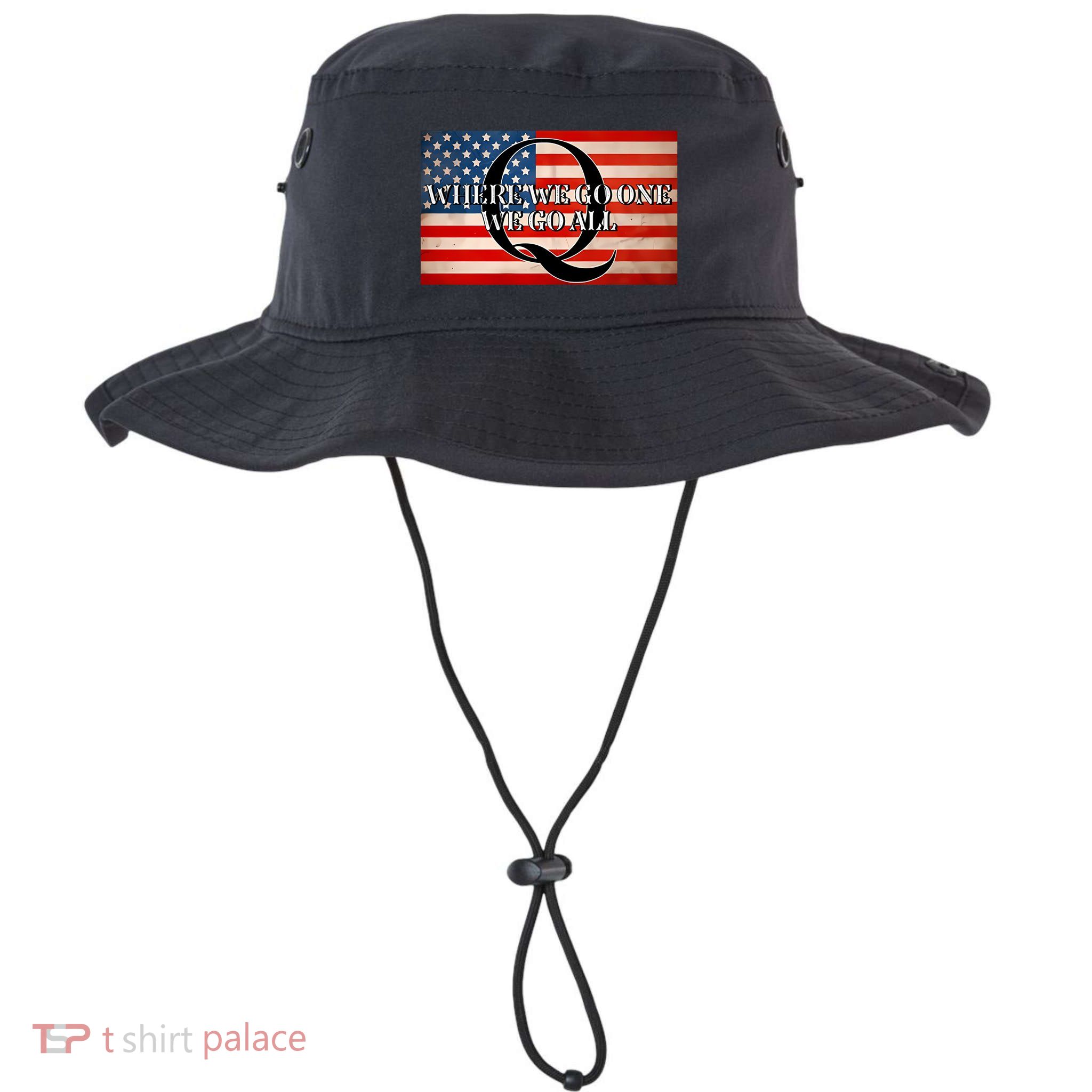 Q Where We Go One We Go All Usa Flag Bucket Hat