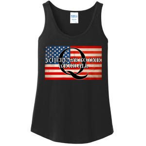 Q Where We Go One We Go All Usa Flag Ladies Essential Tank