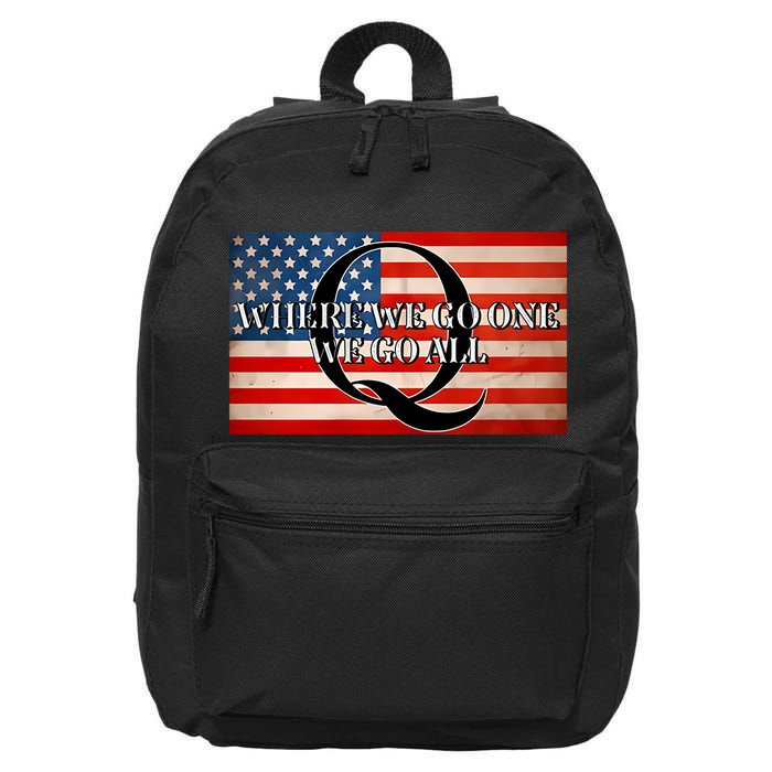 Q Where We Go One We Go All Usa Flag 16 in Basic Backpack
