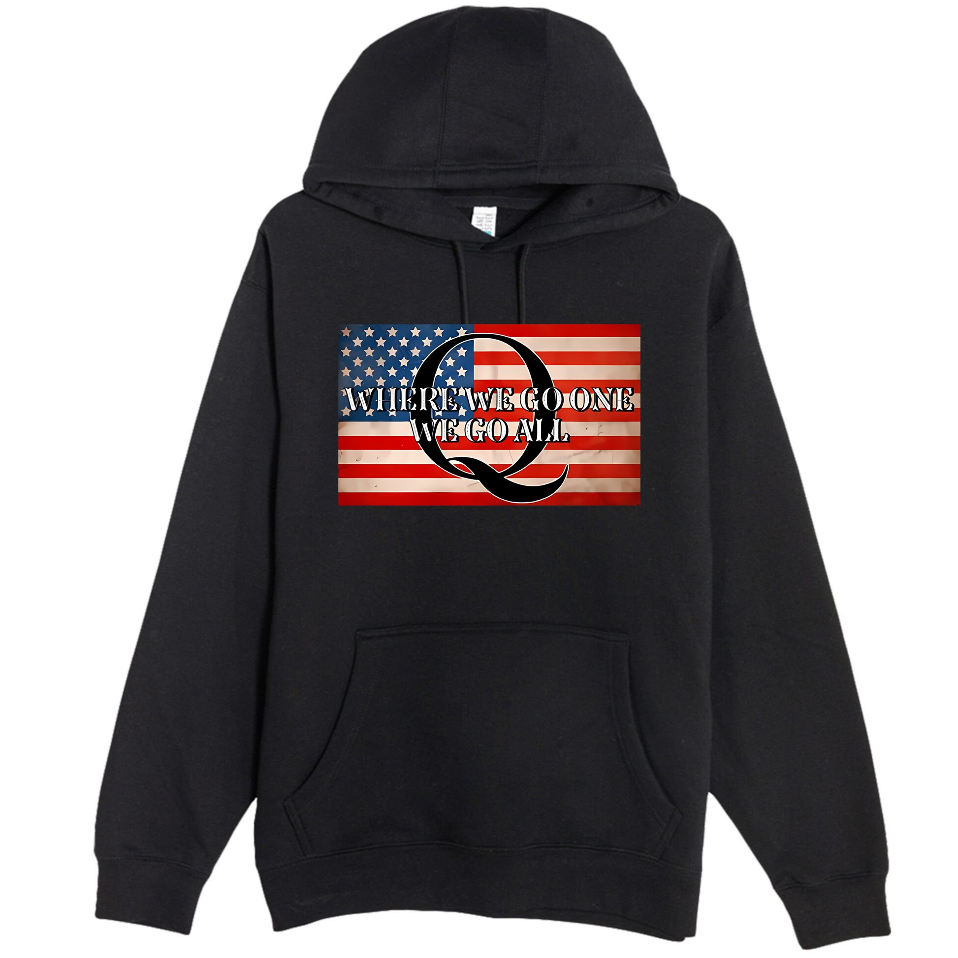 Q Where We Go One We Go All Usa Flag Premium Pullover Hoodie