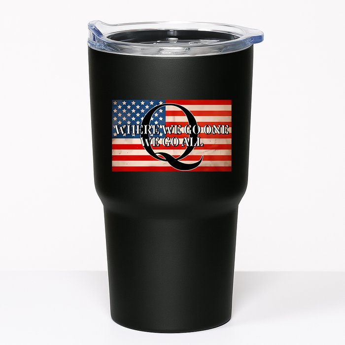 Q Where We Go One We Go All Usa Flag Tumbler