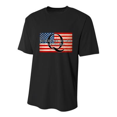 Q Where We Go One We Go All Usa Flag Youth Performance Sprint T-Shirt