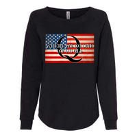 Q Where We Go One We Go All Usa Flag Womens California Wash Sweatshirt