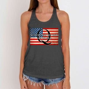 Q Where We Go One We Go All Usa Flag Women's Knotted Racerback Tank